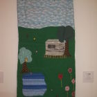 Maddie, Region 10 - 'The shed in my garden is the starting point for my quilt, also we have lots of flowers in pots and I wanted to show that too.'